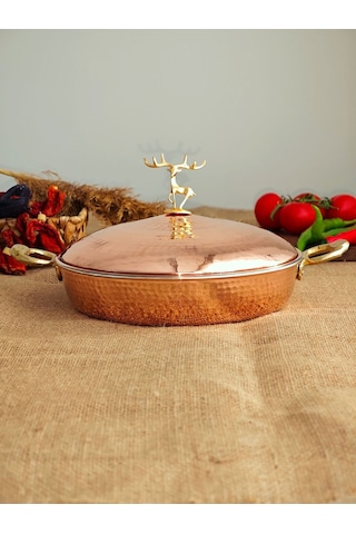 Modabakır Bakır Kapaklı Tava 24 Cm Model:556589e Bakır