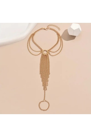 Bohemian Tarzı Çok Katmanlı Zincir Püsküllü Halhal