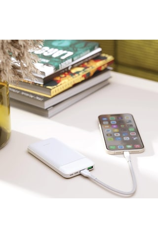 Polosmart Pbs123 10.000 Mah 1 Type-c 2 Usb Çıkışlı Taşınabilir Şarj Cihazı Powerbank Beyaz