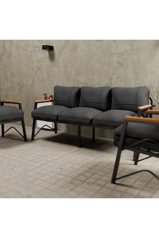 Mb Garden Furnıture Simetri Model, Balkon, Bahçe, Cafe, Metal Koltuk Takımı, Bahçe Takımı , Çay Seti, 2+1 Antrasit
