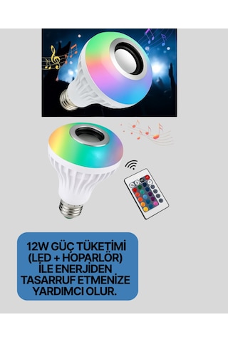 Bluetooth Hoparlörlü Led Ampul 12w Enerji Tasarruflu -