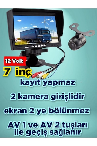 7'' Monitör + 1 Adet Kelebek Kamera Kayıt Yapmaz 12 Volt