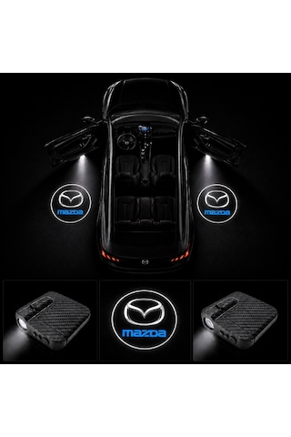 Mazda Kapı Altı Logo Projektör Led Işığı 2'li Set Pilli Kablosuz Kapı Karşılama Lambası