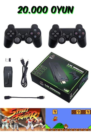 Atari 2.4g Kablosuz Çift Kol Retro Oyunlar 4k Game Stick 20000 Oyun Game Stick