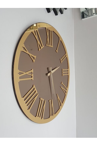 Ayna Denizi Golden Jet Bronze Model Altın Bronz Renk 50 CM Dekoratif Aynalı Duvar Saati Altın