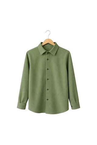Ahengim Erkek Çocuk Modern Kesim Beyaz Polyester Basic Gömlek Ak8789 Yeşil