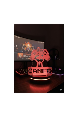 Kişiye Özel Led Işıklı Gaming Masa Lambası İsim Yazılı Oyuncu Gece Lambası Çok Renkli