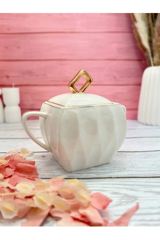 Homeksu Kapaklı Porselen Şekerlik 394915373 Beyaz