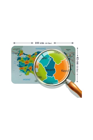Harita Sepeti Eğitici - Öğretici Dünya Ve Türkiye Haritası Çocuk Odası Duvar Sticker-60x105-3887 Renkli