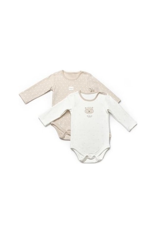 Bebek 2li Uzun Kollu Badi %100 Organik Pamuk, Bebek Ve Yenidoğan Serisi - Csy8102 Ekru