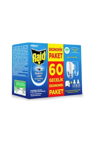 Raid Elektro Likit Cihaz Ve 2 Yedek, 60 Gece Sivrisineklere Karşı Raid Elektro Likit Cihaz Ve 2 Yedek, 60 Gece Sivrisineklere Karşı