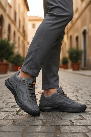 Füme Bağcıklı Kaymaz Taban Erkek Spor Ayakkabı Mosk 2049 M Füme