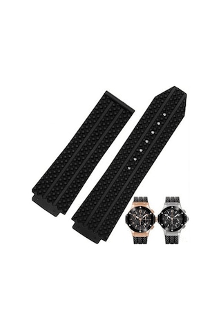 Hublot Big Bang Siyah Tırtıklı Silikon Kordon Aparat Dahil Diğer