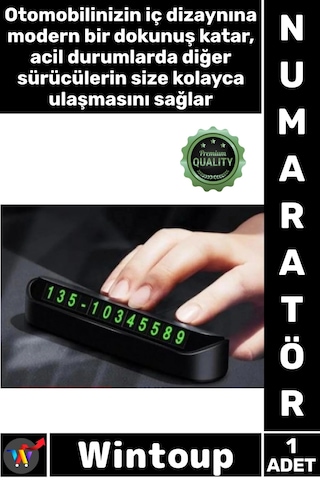Numaratör Şık Gizlenebilir Fosforlu Mıknatıslı Otomobil Park Araç Torpido Üstü Aç Kapa Numaratör