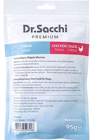 Dr.sacchi Premium Tavuklu Ve Ördekli Kebap Tahılsız Köpek Ödülü 5 5li 95 Gr 109-30029.01