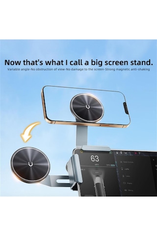 Tesla Araba İle Uyumlu Ve Multimedia Ekranlı Arabalar İle Uyumlu Mag Screen Telefon Tutucusu - Su7y