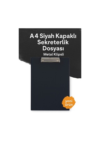 A4 Siyah Kapaklı Sekreterlik Dosyası Metal Klipsli