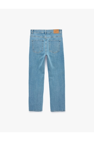 Koton Pamuklu Dar Kesim Cepli İspanyol Paça Denim Pantolon - Flare Jeans Açık İndigo 7sal40023md