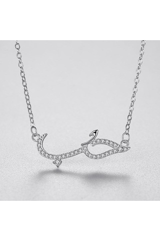 Tancise S925 Ayar Gümüş Kolye Kadın Kore versiyonu Basit Çizgi Timsah Tam Kolye Klavikula Zinciri Hayvan Boyun Zinciri