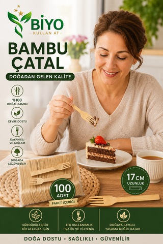 Tek Kullanımlık Bambu Çatal 100 Adet