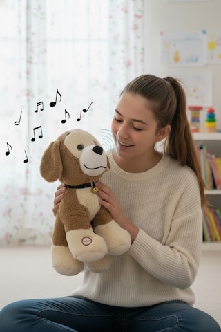 Büyük Boy Sesli Havlayan Peluş Köpek Oyuncak 35 Cm Çok Renkli