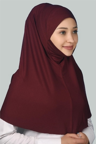 Altobeh Hazır Türban Peçeli Pratik Eşarp Tesettür Nikaplı Hijab - Namaz Örtüsü Sufle (XL) - Bordo
