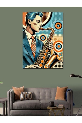Kanvas Tablo Saksafon Çalan Adam 70cmx100cm
