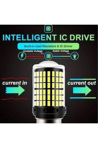 Carub 12V Ampul Beyaz Çakarlı 1016 BAY15D 144 Smd Led Çift Duy Oto Gündüz Farı Geri Vites Fren Stop Park Lambası Ampulü 2li Set