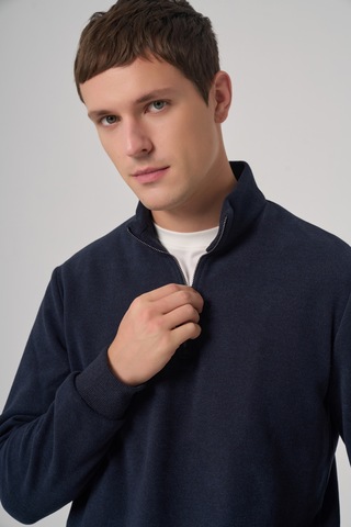 Morven Erkek Lacivert Fermuarlı Bato Yaka Dynamic Fit Sweatshirt 26ks063002200 Lacivert