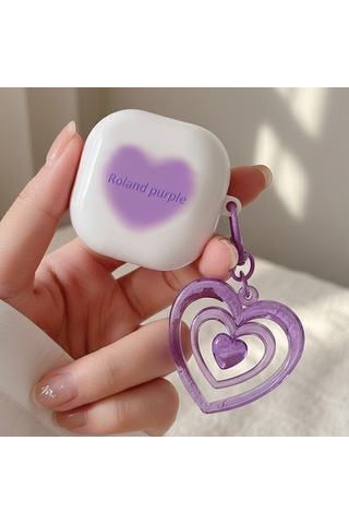Caseonn Samsung Uyumlu Galaxy Buds 2 - Buds 2 Pro Kılıf Renkli Gösterişli Kalp Mor