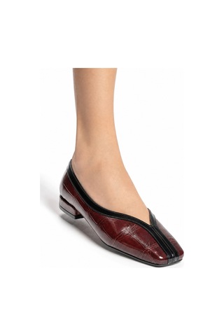 Luvi Shoes Helene Bordo Baskı Kadın Babet Ayakkabı