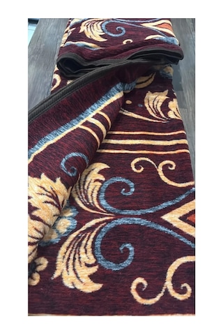 Ceritoğlu Battaniye - Iki Taraflı Çift Kişilik Desenli Ekstra Yumuşak Soğuk Geçirmez 22x180 Cm Krem - Bordo