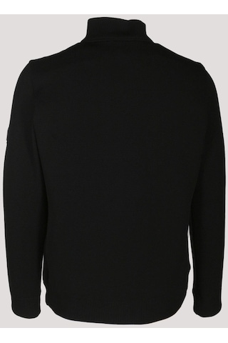 Erkek Siyah Zırh Örme Hırka Fermuarlı Dik Yaka Slim Fit Ince Astarlı Mevsimlik Cardigan Ncs Jeans 4517-Siyah