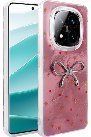 Xiaomi Redmi Note 14 Pro 5g Kılıf Kamera Korumalı Figürlü Zore Ponti Silikon Kapak Açık Pembe