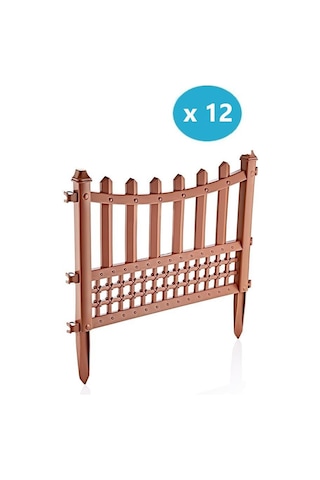 Omnipazar Sy-5998 Elite Plastik Dekoratif Bahçe Çiti 12'li Set 60x55 Cm Kahverengi