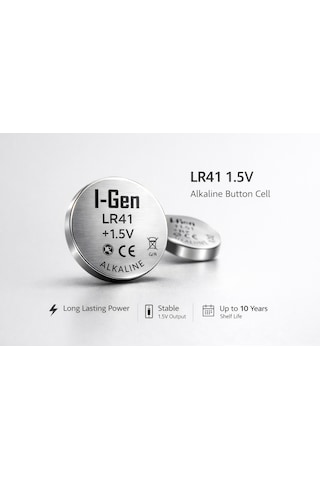 I-gen Lr41 1.5v Alkalin Düğme Pil Ag3, G3, 192, L736 20'li Paket
