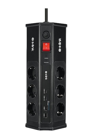 S-link Prz03 Prizhive 3 Metre 1860 Joule 3x1.5mm 2xusb 2xtype C 2.4a/5v 250v 16a/3860w 6 Lı Akım Korumalı Priz 3 M