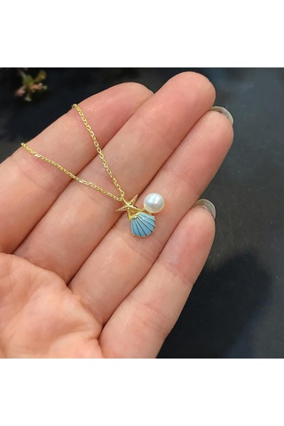 Stela Deniz Kabuğu İncili Gümüş Kolye