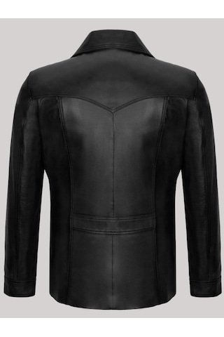 Hakiki Kuzu Derisi Siyah Erkek Deri Mont Blazer Cepli Deri Ceket Siyah