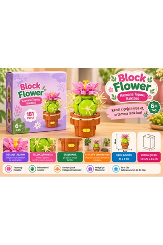 Building Block Flower 181 Parça Kaynana Topuzu Kaktüsü Nhr Oyuncak
