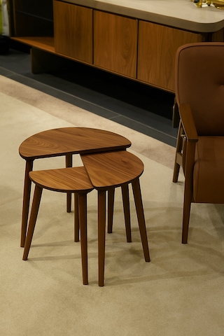 Roma 3'lü Zigon Sehpa %100 Mdf Yarım Ay Ahşap/urartu