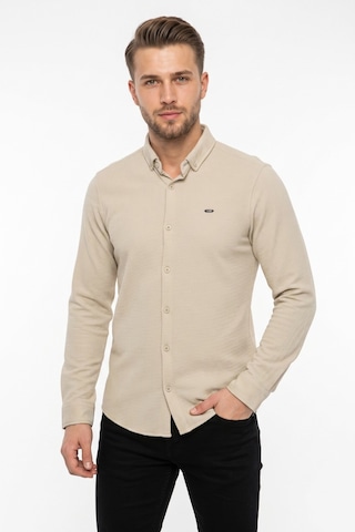 Foterman Erkek Spor Slim Fitt Uzun Kol Gömlek Bgl-st05440 Taş