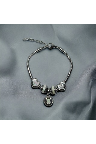 Kesebe Taşlı Çelik Kadın Bileklik