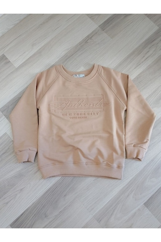 Modalı Çocuk Newyork City Rtr0003 Kabartma Baskılı Sweatshirt Pembe