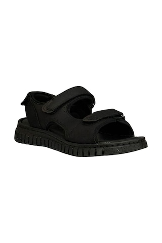 Forelli 38506 Arya-g Siyah Kadın Comfort Deri Sandalet