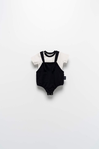 Babyhola Unisex Ayarlanabilir Askılı Salopet Tişört Takım 50871 Siyah