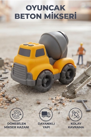Eğitici Ve Güvenli Oyuncak Beton Mikseri Gerçekçi Tasarımlı Dönebilen Kazanlı 15 Cm Oyuncak Mikser
