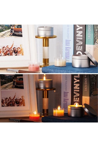 Konesam Stahl Çalıp Mum Yapım Seti 7 Parça - 600ml Kavanoz, Telli, Tutucular Ve Araçlar İle Ev/ofis Dıy Aromalı Mumlar