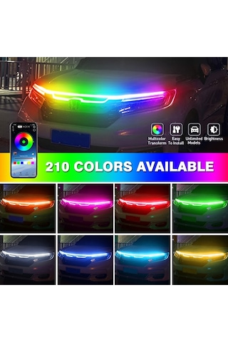 App Kontrollü Kaput Ledi Animasyonlu Rgb Kayar Led -150cm