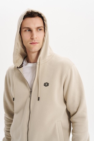 AR-MA Arma Erkek Sweatshirt Büyük Beden 3 İplik Kalın Kumaş Kapüşonlu Fermuarlı Cepli %70 Pamuk %30 Polyester K30324801502 Bej
